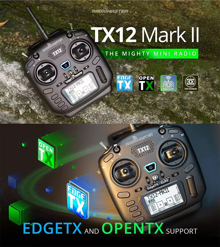 Пульт дистанционного управления RadioMaster TX12 MKII ELRS M2 16-канальный передатчик для БПЛА систем (Black) (18771)