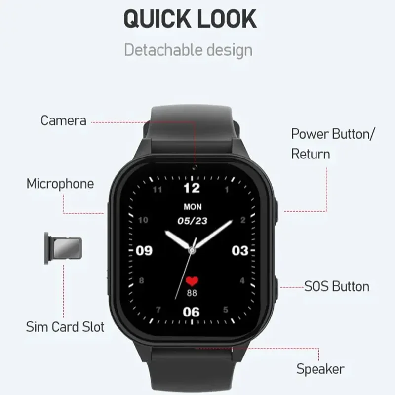 Смарт-годинник дитячі Wonlex KT19 RPO 4G з камерою WI-FI GPS SIM-карта Original (Black) (16992)