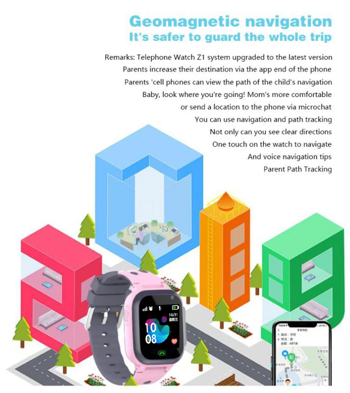 Смарт-часы детские Z1 GPS 4G с камерой WI-FI GPS SIM-карта Original силиконовый ремешок (Pink) (17639)