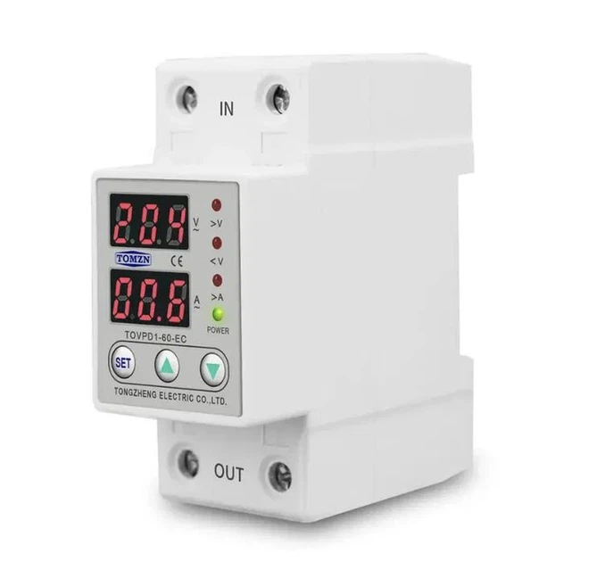 Цифровое реле контроля напряжения и тока однофазное TOMZN TOVPD1-60 60A Умный защитный автомат переменного тока