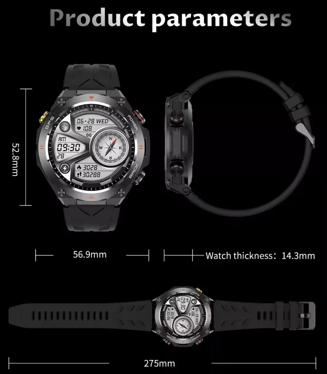 Умные смарт-часы Colmi V75 GPS Original фитнес браслет (Black) (19242)