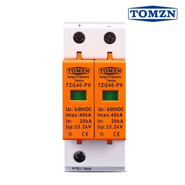 Устройство защиты от импульсных перенапряжений DC TOMZN TZG40-PV 2P 20–40kA 600V ограничитель перенапряжения 2х полюсний (19636)