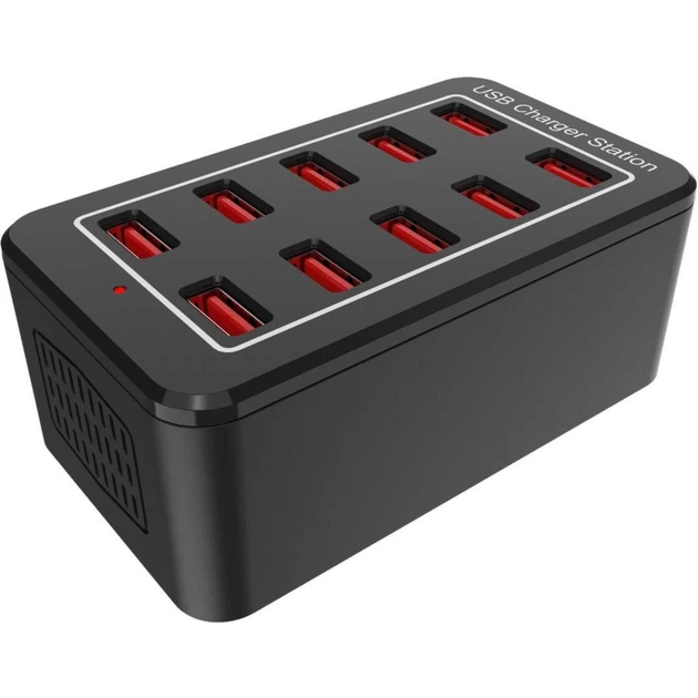 Зарядная станция многопортовая ILEPO на 10 USB портов 50 Вт / сетевое мультизарядное устройство