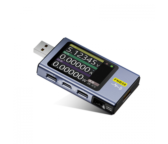 USB тестер анализатор для зарядки зарядки Fnirsi FNB58 BT Bluetooth профессиональный вольтметр, амперметр (Blue)