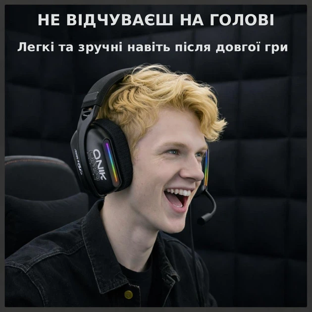 Беспроводные игровые наушники Onikuma GT808 геймерская Bluetooth гарнитура с микрофоном и RGB (Black) (19118)