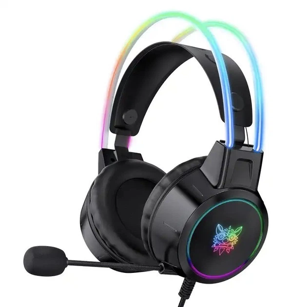 Игровые наушники проводные Onikuma X15 PRO геймерская гарнитура с микрофоном и RGB подсветкой (Black)