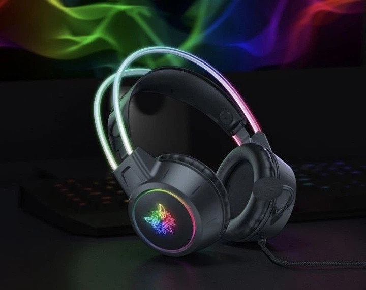 Игровые наушники проводные Onikuma X15 PRO геймерская гарнитура с микрофоном и RGB подсветкой (Black) (19113)
