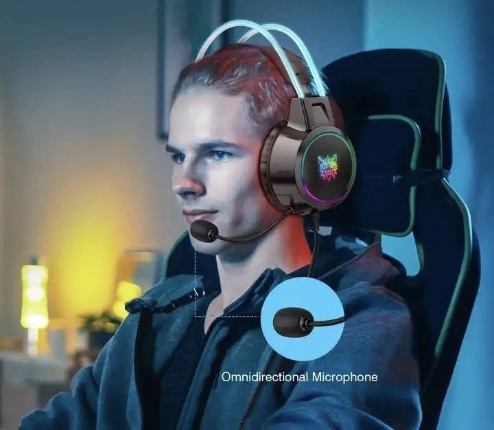 Игровые наушники проводные Onikuma X15 PRO геймерская гарнитура с микрофоном и RGB подсветкой (Black) (19113)
