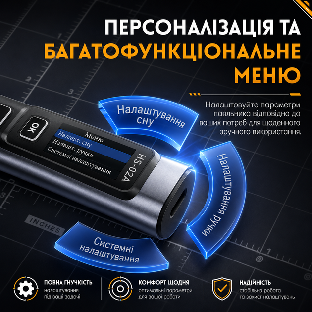 Паяльник портативный Fnirsi HS02A Set4 профессиональный с регулировкой температуры 100Вт 5-20В 100-450°C (19687)