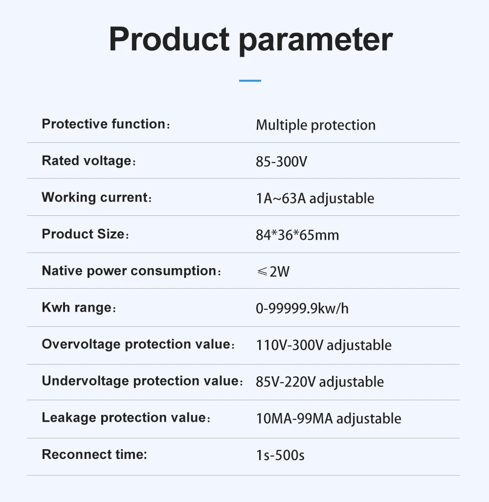 Умный автоматический выключатель Tuya Wi-Fi TOMZN TOMPD-63SW 110/220V 63A Цифровое реле со счетчиком цветной дисплей (19643)