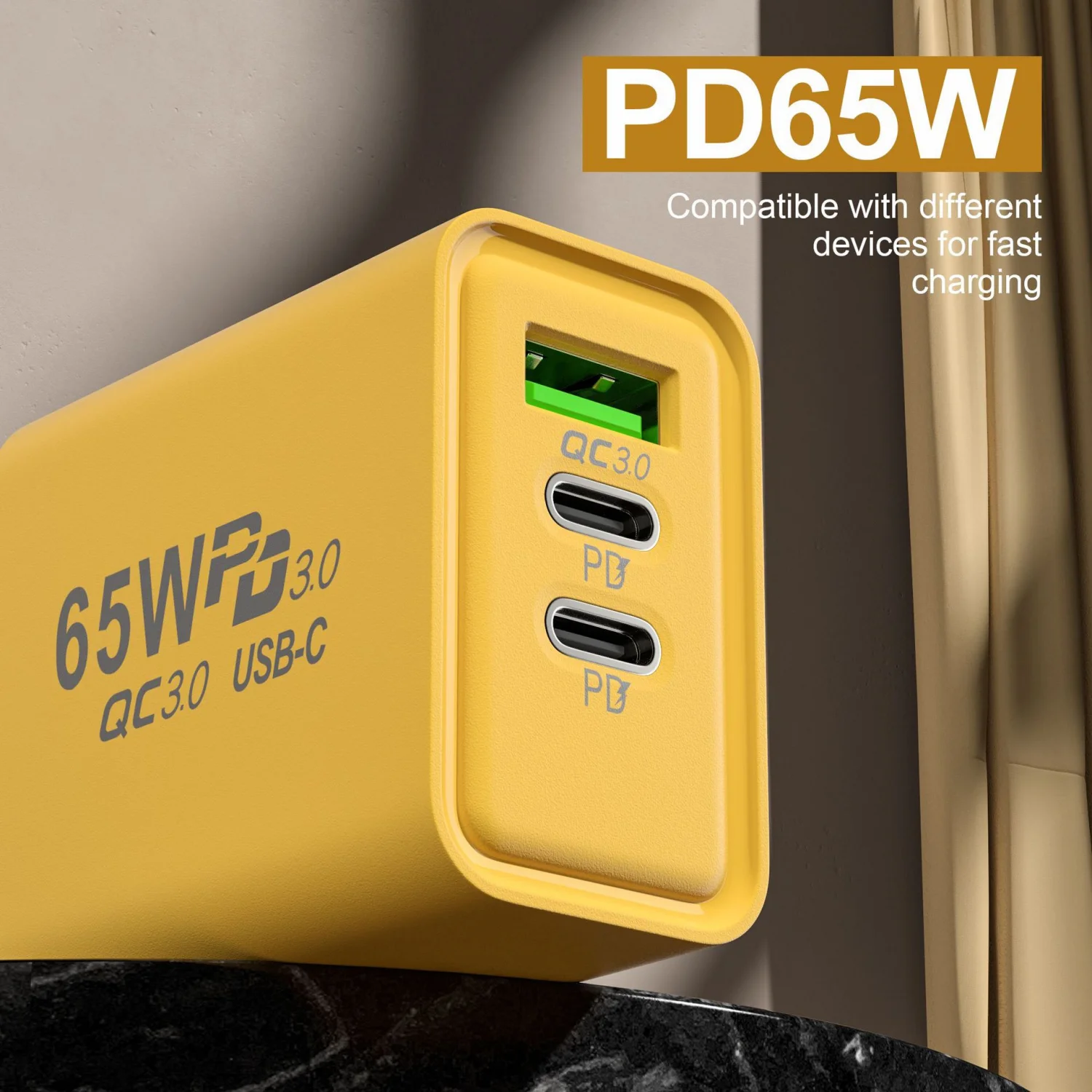 Зарядное устройство ILEPO 65W Быстрая зарядка для телефона / планшета 1 USB + 2 Type-C (White) (19021)
