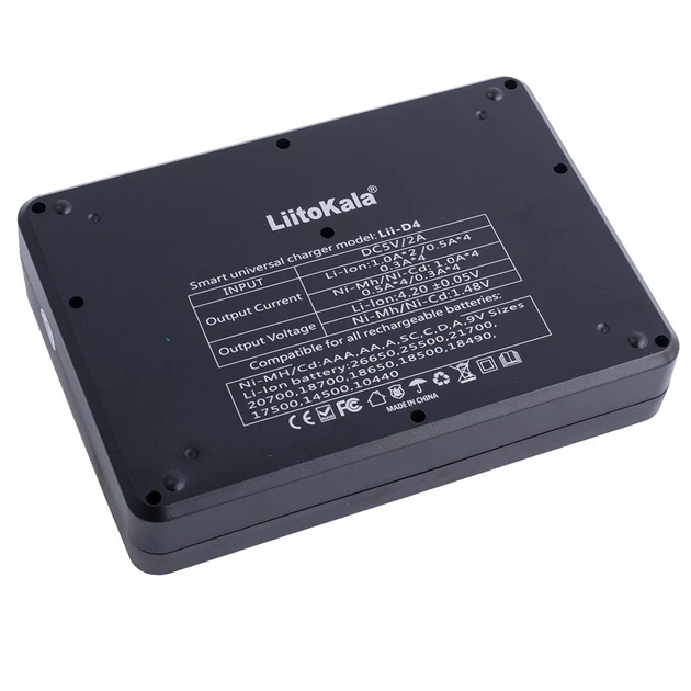 Зарядное устройство LiitoKala Lii-D4 для аккумуляторов АА, ААА, 18650, 21700, 26650, 32700 Li-ion, Ni-MH, Ni-Cd, Крона 9В (19419)