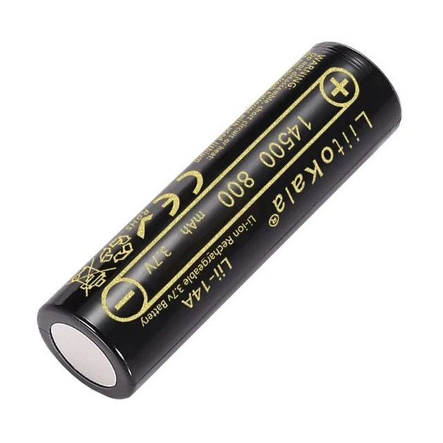 Аккумулятор AA 14500 LiitoKala Lii-14A 800 mAh пальчиковый литий-ионный Li-Ion 3,7V Плоский плюс (19318)