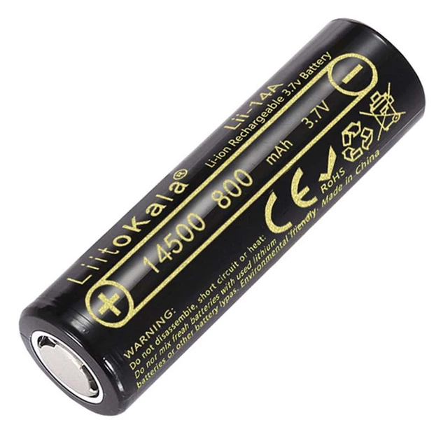 Аккумулятор AA 14500 LiitoKala Lii-14A 800 mAh пальчиковый литий-ионный Li-Ion 3,7V Плоский плюс (19318)