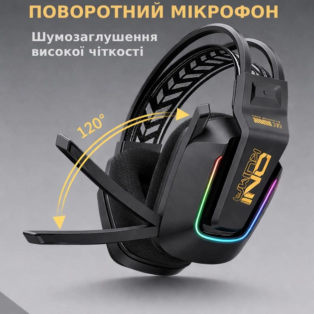 Беспроводные игровые наушники Onikuma GT828 геймерская Bluetooth гарнитура с микрофоном и RGB (Black) (19119)