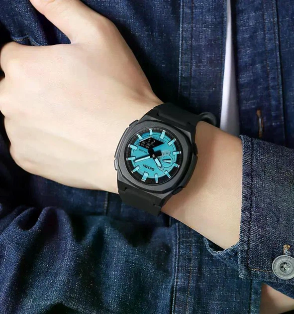 Мужские наручные часы Skmei 2091 Original цифровые электронные спортивные (Black Light Blue Black, 2091BKLTBUBK) (19471)