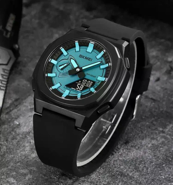 Мужские наручные часы Skmei 2091 Original цифровые электронные спортивные (Black Light Blue Black, 2091BKLTBUBK) (19471)