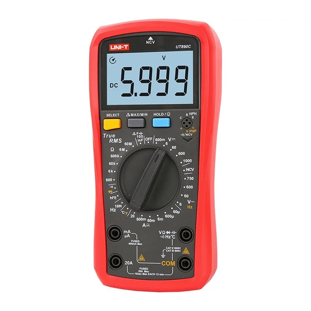 Мультиметр UNI-T UT890C Цифровой мультитестер; Напряжение DC/AC; Ток DC/AC; R; C; Прозвонка цепи; тест Диодов, NCV, частота, емкость (19821)