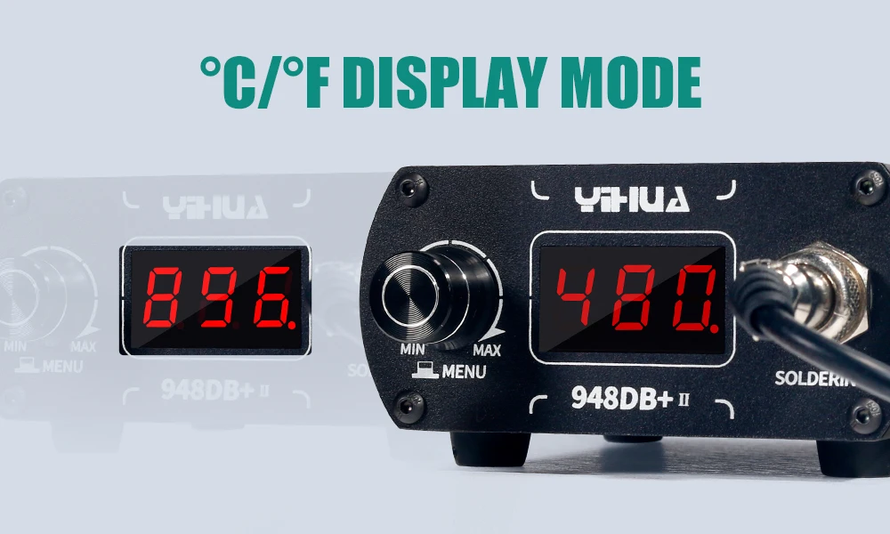 Паяльная станция Yihua 948DB+ II Точная регулировка температуры / с жалом T12 / 200-480°C / 3 канала памяти / 75 Вт (19453)
