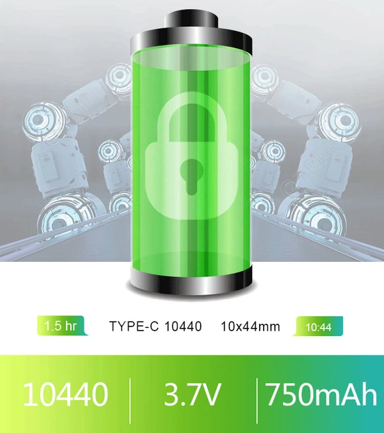 Аккумулятор 10440 Smartoools 750 mAh 3.7V с встроенной зарядкой Type-C (19567)