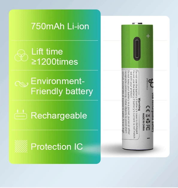 Аккумулятор 10440 Smartoools 750 mAh 3.7V с встроенной зарядкой Type-C (19567)