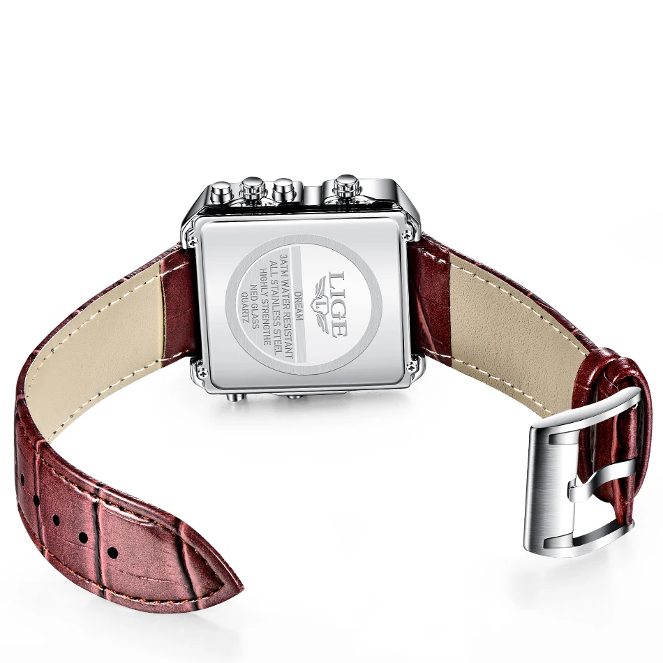 Часы наручные Lige Maxi LG8925 Original (Brown Lether ) (17793)