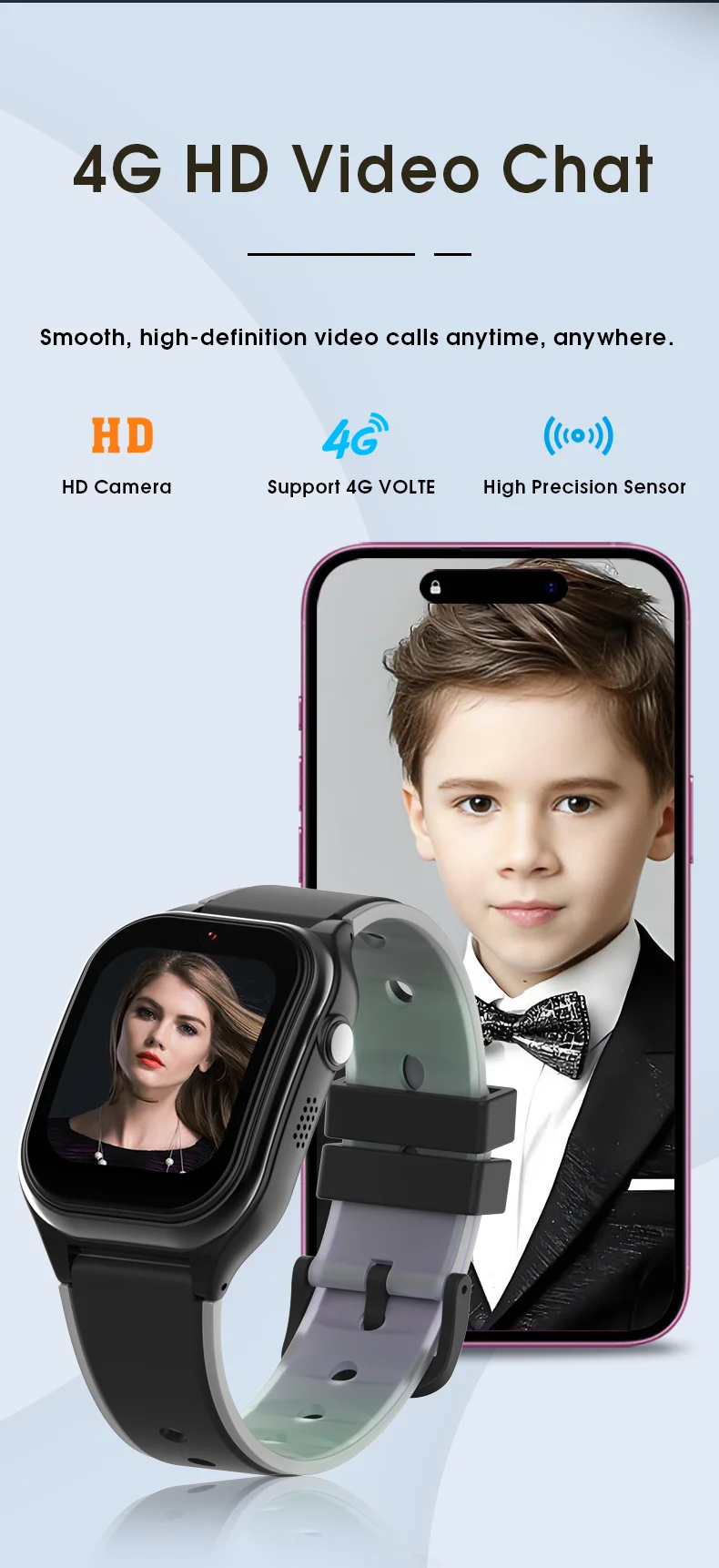 Детские смарт-часы Wonlex CT26 Ultra Small Original компактные часы-телефон с видеозвонком GPS и SIM (Black) (19144)