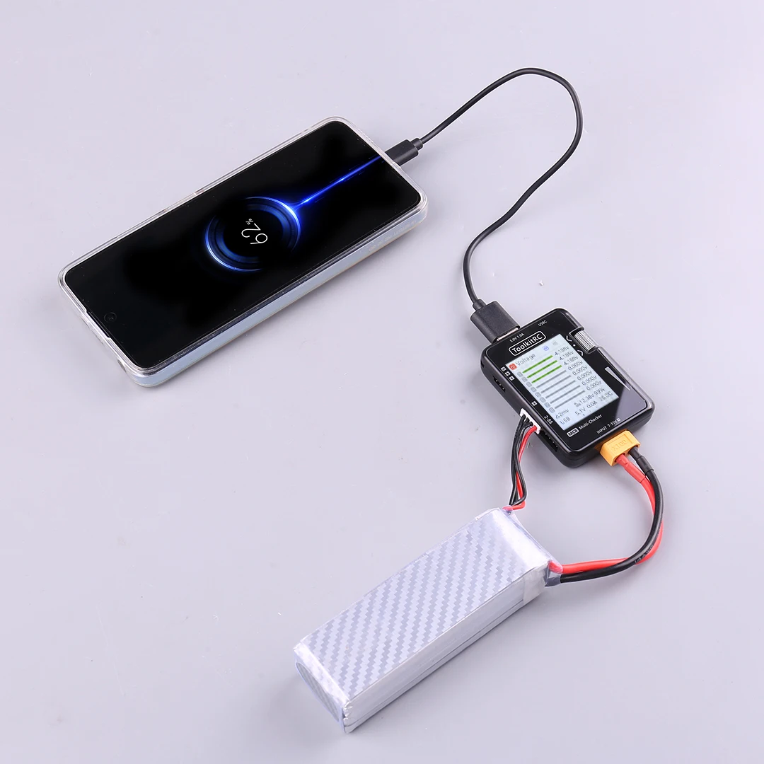 Мультитестер с быстрой зарядкой ToolkitRC MC8 20W для FPV 2-8S балансировка батарей, измеритель сигналов PWM PPM SBUS ШИМ, USB-C (Black) (18762)