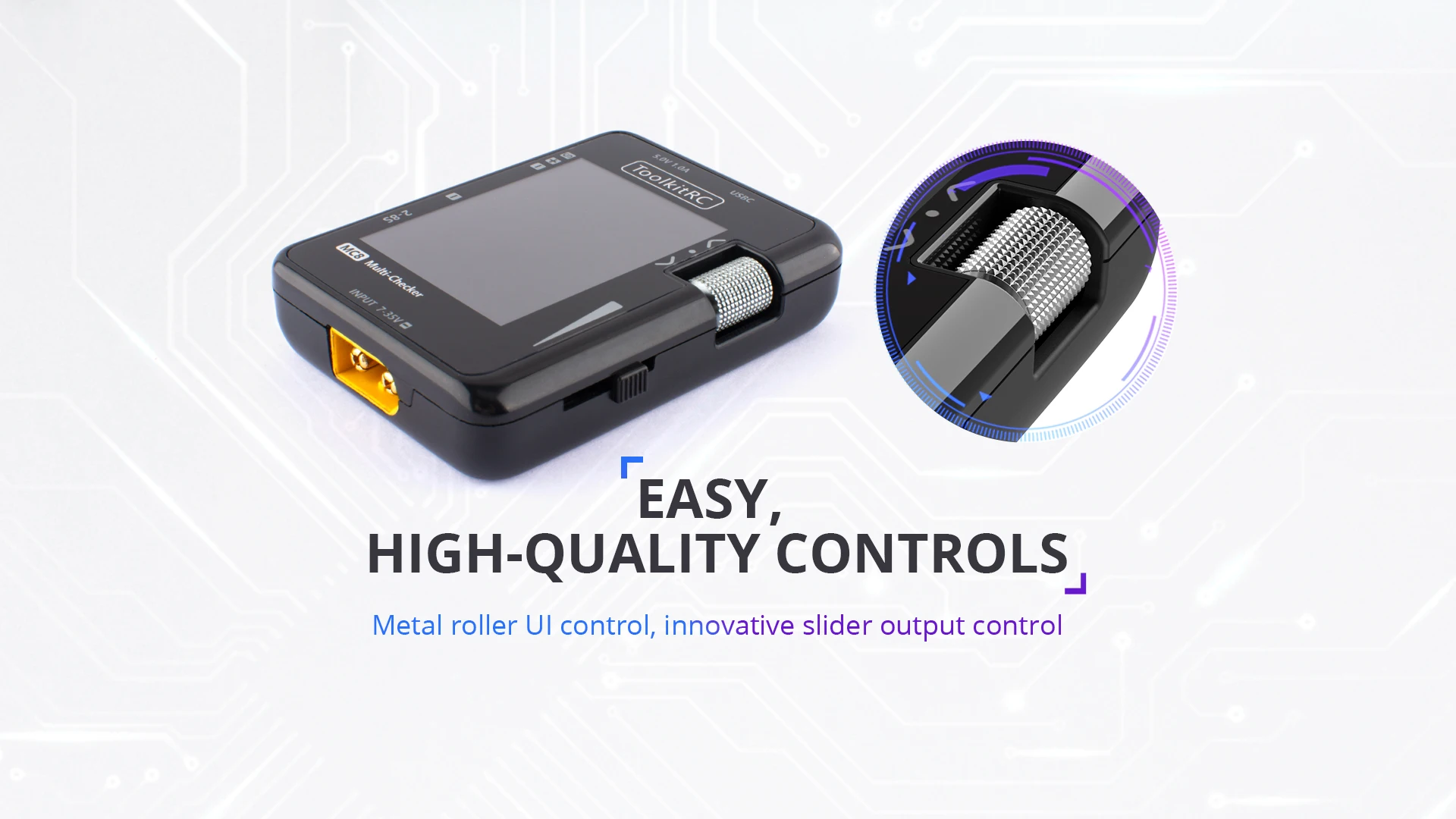 Мультитестер с быстрой зарядкой ToolkitRC MC8 20W для FPV 2-8S балансировка батарей, измеритель сигналов PWM PPM SBUS ШИМ, USB-C (Black) (18762)