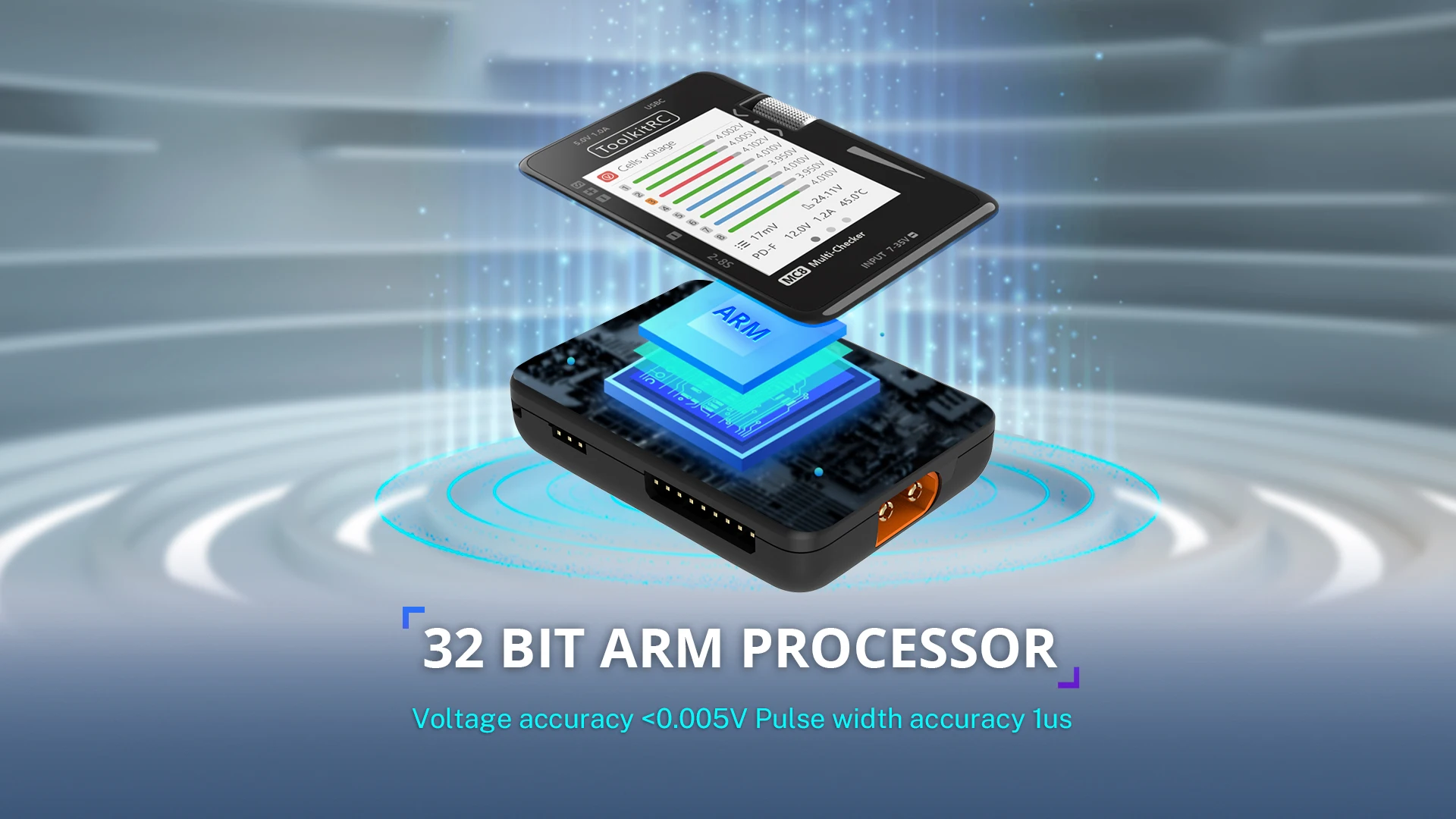 Мультитестер с быстрой зарядкой ToolkitRC MC8 20W для FPV 2-8S балансировка батарей, измеритель сигналов PWM PPM SBUS ШИМ, USB-C (Black) (18762)