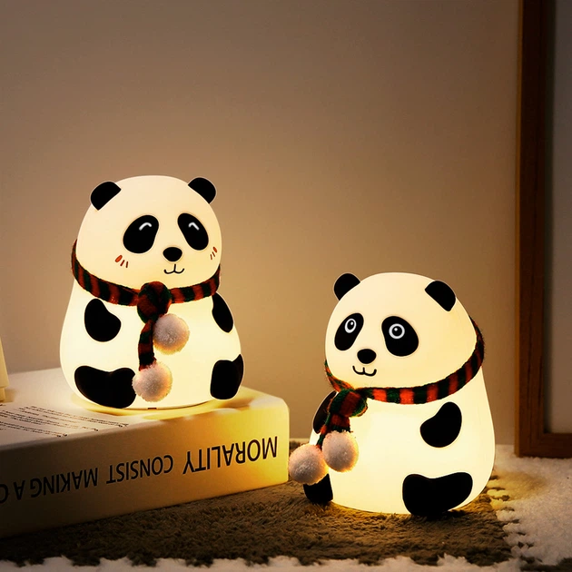 Ночник детский силиконовый Панда LOSSO светодиодный мягкий светильник RGB 1200 мАч (White) (18966)