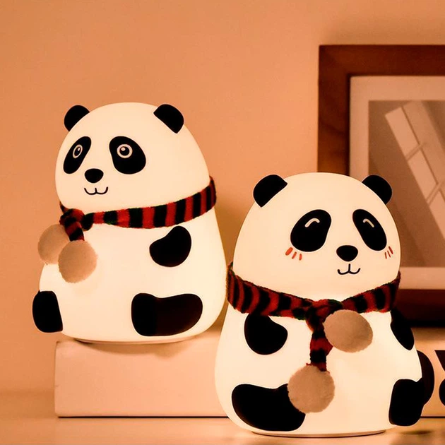 Ночник детский силиконовый Панда LOSSO светодиодный мягкий светильник RGB 1200 мАч (White) (18966)