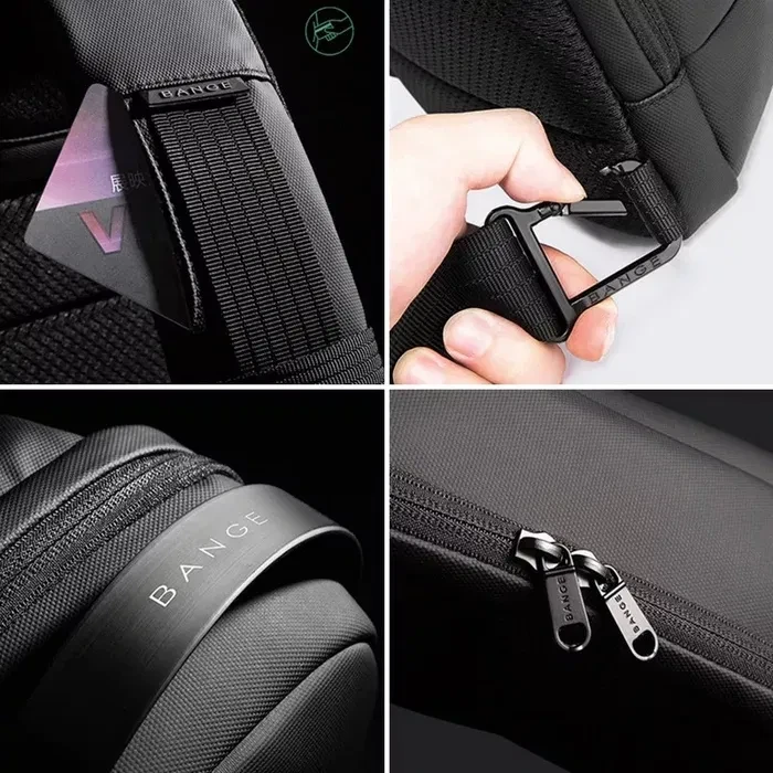 Однолямочный рюкзак через плечо Bange  BG-7221 7л Сумка-слинг с USB-разъемом (Black) (19374)