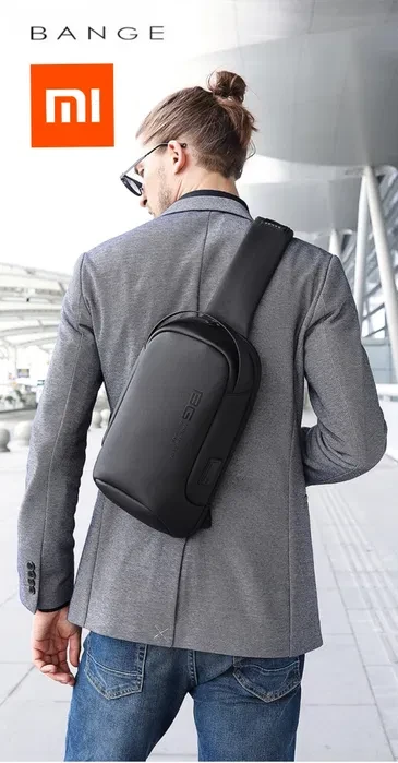 Однолямочный рюкзак через плечо Bange  BG-7221 7л Сумка-слинг с USB-разъемом (Black) (19374)