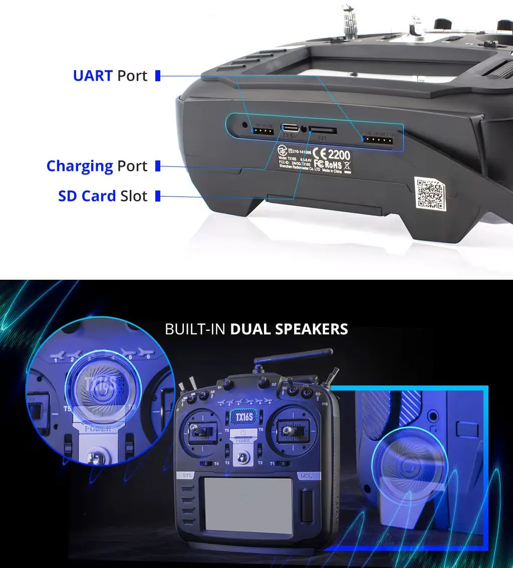 Пульт дистанционного управления RadioMaster TX16S MKII ELRS M2 16-канальный передатчик для БПЛА систем FPV (Black) (18772)