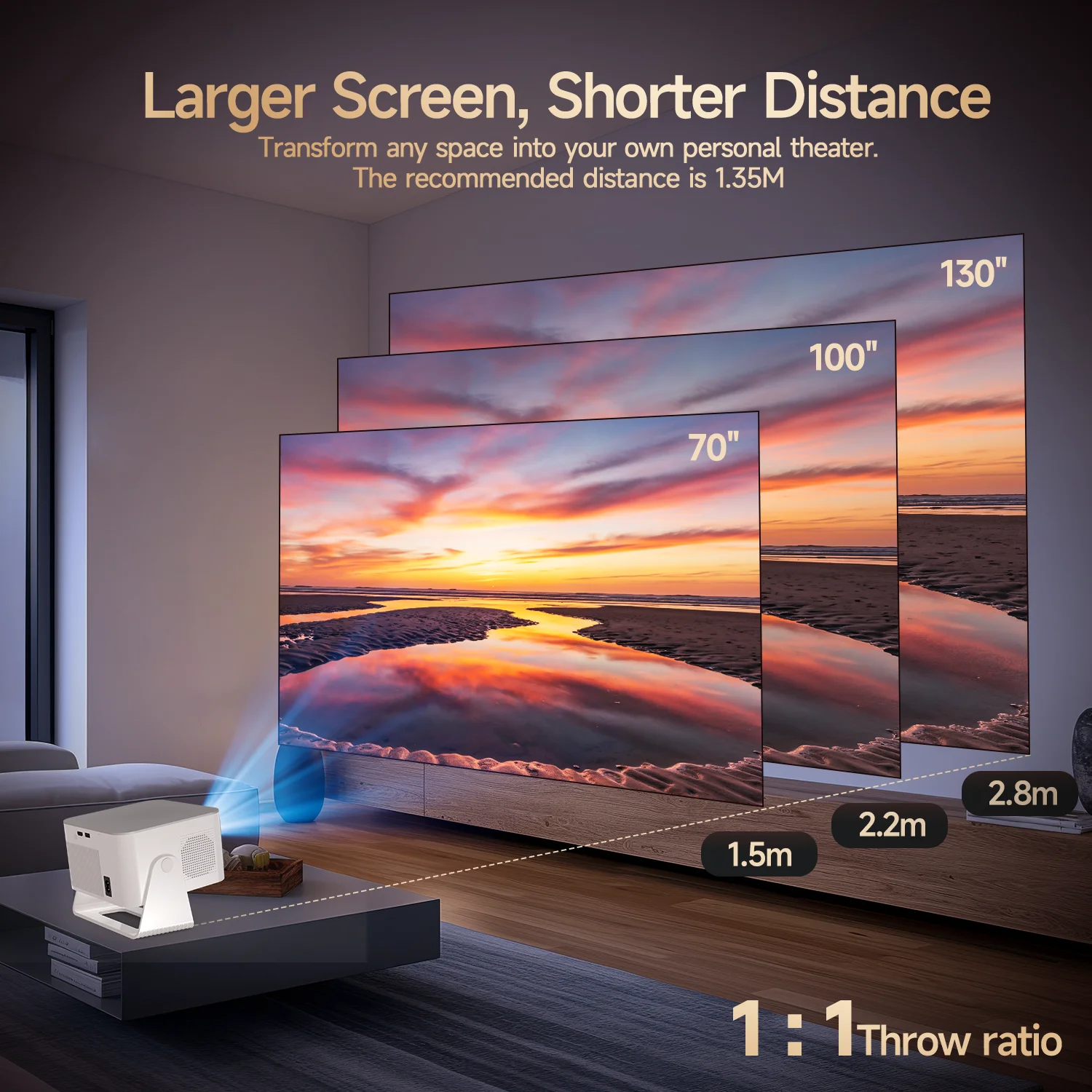 Смарт проектор с автофокусом Magcubic HY350 Max Android 14, chip H726, 8K24fps, 2GB/16GB Wi-Fi 2.4G/5G Обновленная версия Кинотеатр (White) (19033)