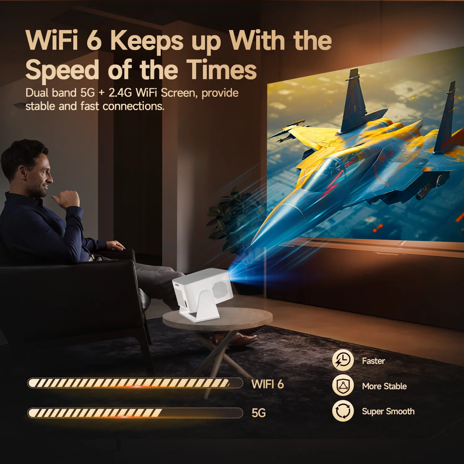 Смарт проектор с автофокусом Magcubic HY350 Max Android 14, chip H726, 8K24fps, 2GB/16GB Wi-Fi 2.4G/5G Обновленная версия Кинотеатр (White) (19033)