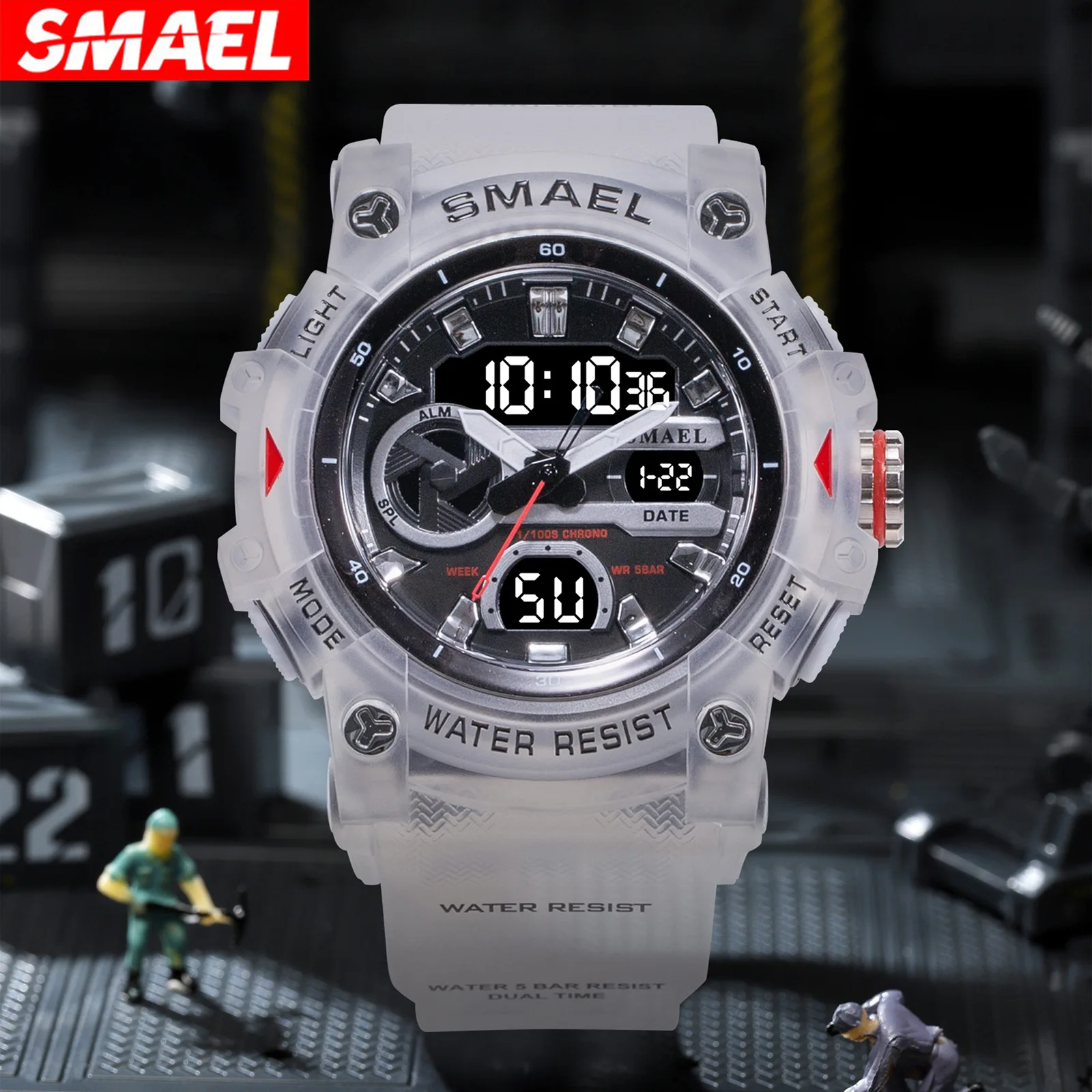 Тактические наручные часы Smael 8086 Original (Transparent White) (16680)