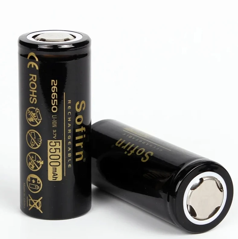 Аккумулятор 26650 Sofirn 5000 mAh литий-ионная аккумуляторная батарея Li-Ion 10А, 3.7V Плоский плюс (19303)