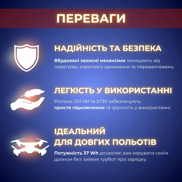 Аккумулятор RadioMaster 2S 5000 mAh FPV JST-XH и XT30, TX16S, TX12, BOXER (19261)
