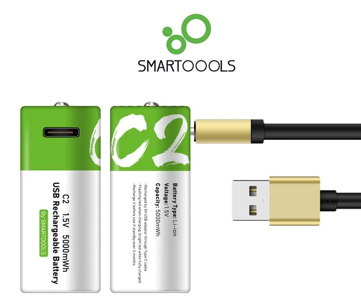 Аккумулятор тип C / R14 Smartoools 3333 mAh - 5000mWh 1.5V с встроенной зарядкой Type-C (19563)