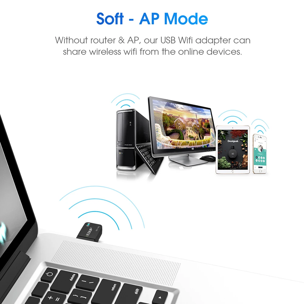 Беспроводной сетевой адаптер EDUP EP-1689 Wi-Fi двухдиапазонный 5/2,4 ГГц USB 3.0 Original (Black) (18641) Беспроводной сетевой адаптер EDUP EP-1689 Wi-Fi двухдиапазонный 5/2,4 ГГц USB 3.0 Original (Black) (18641)