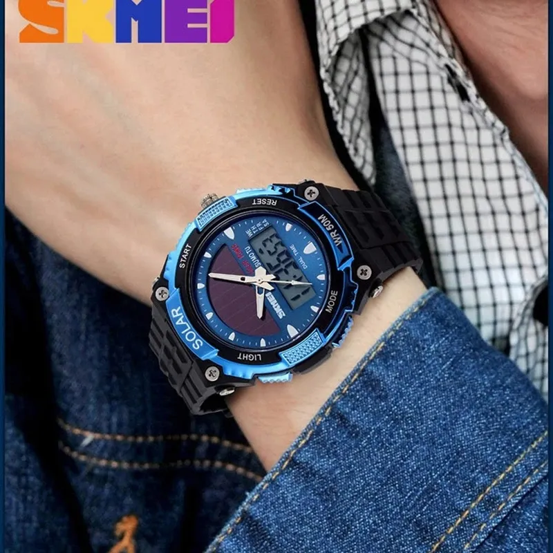 Часы наручные на солнечной батарее Skmei 1049 Original (Blue, 1049BU) (17096)