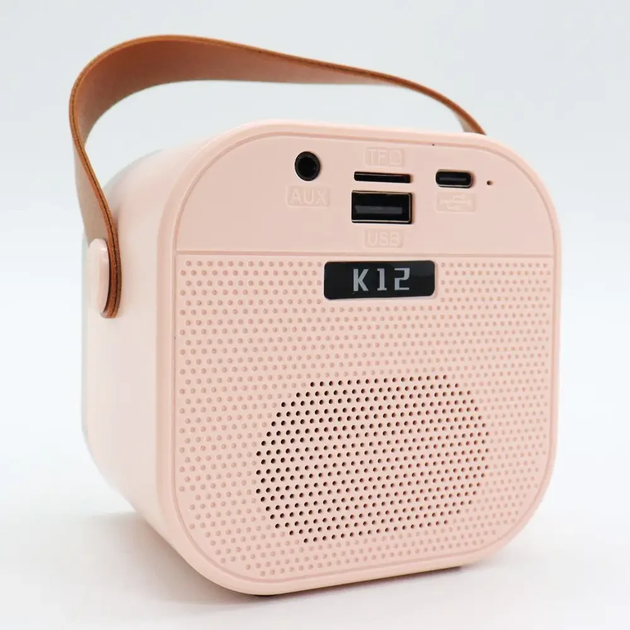 Детское караоке с 2 беспроводными микрофонами K12 и портативной RGB Bluetooth колонкой (Pink) (18964)