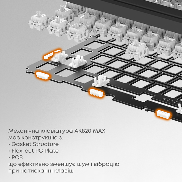 Клавиатура механическая  беспроводная Bluetooth / 2,4 AJAZZ AK820 MAX PLUS Flying Fish Switch / с подсветкой RGB / 8000 мА·ч / Раскладка 75%  (Retro Colour) (19568)