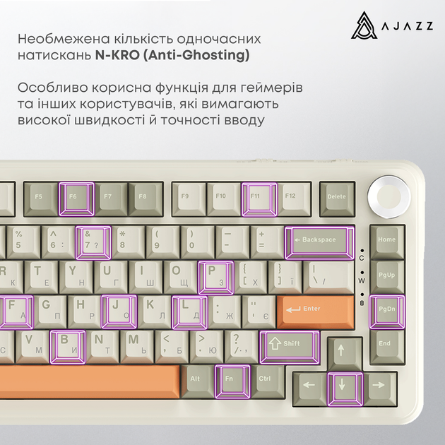 Клавиатура механическая  беспроводная Bluetooth / 2,4 AJAZZ AK820 MAX PLUS Flying Fish Switch / с подсветкой RGB / 8000 мА·ч / Раскладка 75%  (Retro Colour) (19568)