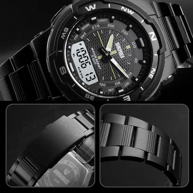Мужские наручные часы Skmei 1370 Original (Black White, 1370BKWT) (17131)