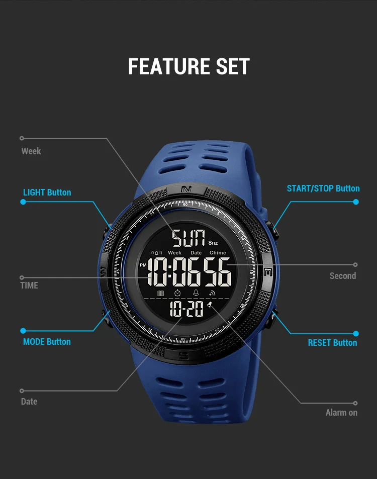 Мужские наручные часы Skmei 2070 Original спортивные тактические (Black White, 2070BKWT) (19152)