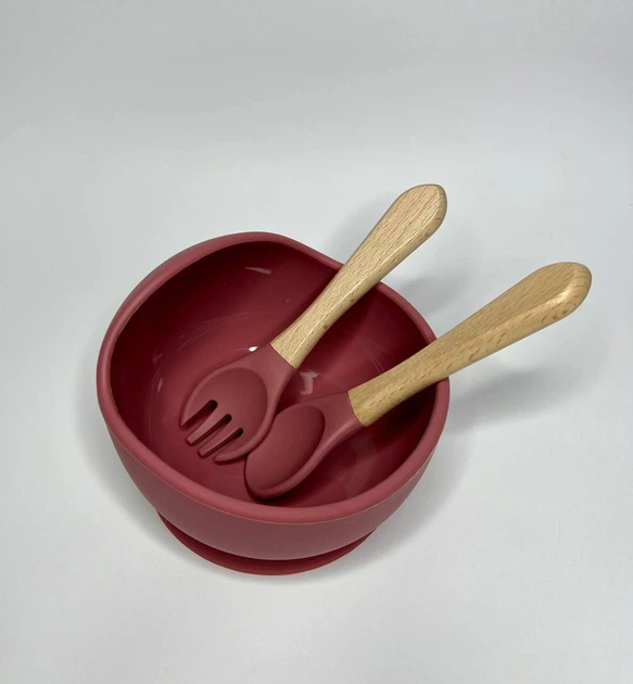 Набор детской силиконовой посуды для кормления на присосках 6 предметов (Red) (18972)