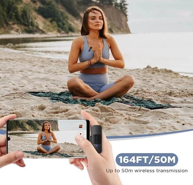 Профессиональный петличный микрофон беспроводной Boya BY-V20 Type-C 2шт (Black) (18873)